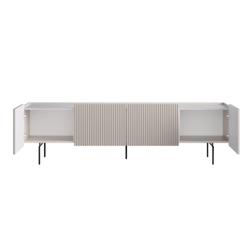 Szafka RTV Malmi 200 cm - kaszmir / crema bianca / czarne nóżki